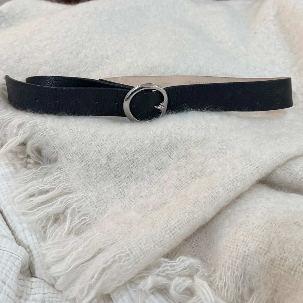 B-Low the Belt Black Leather Belt with Silver Buckle
